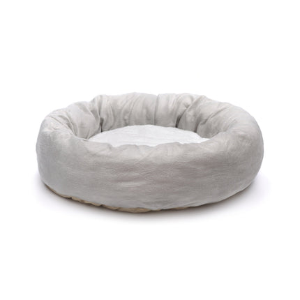 Round grey dog bed