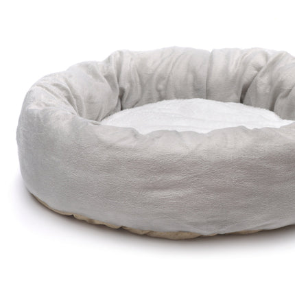 Round grey dog bed