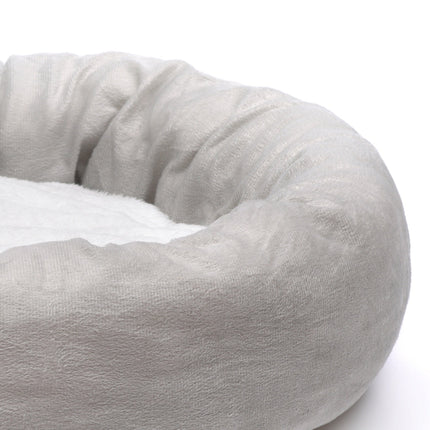 Round grey dog bed