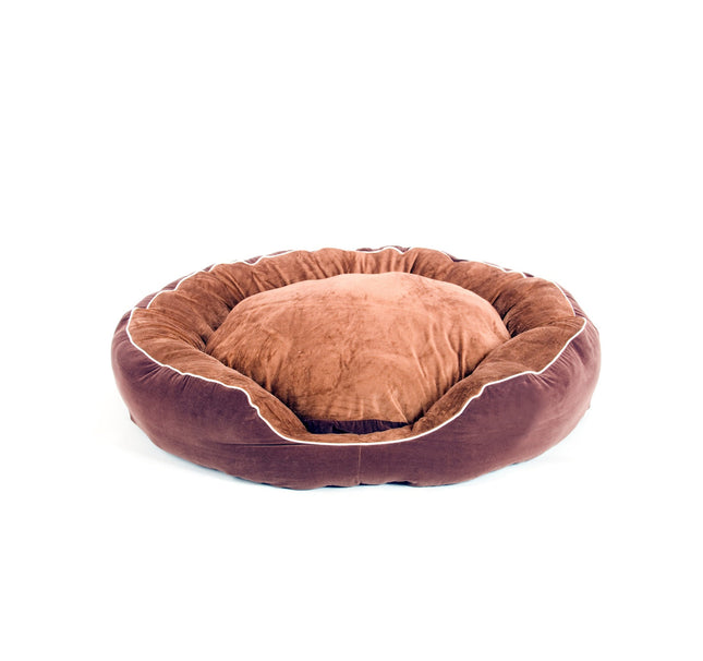 Round red dog bed