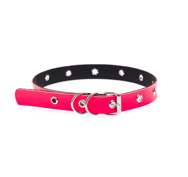 Pink leather cat collar