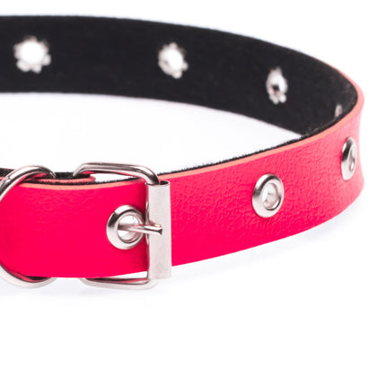 Pink leather cat collar