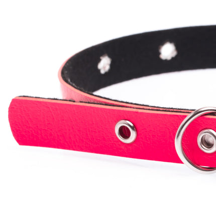 Pink leather cat collar