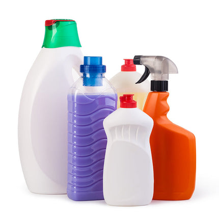 Large Bucket with cleaning bottles