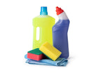 Large Bucket with cleaning bottles