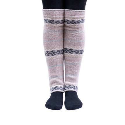 Pinked striped wool leg warmers